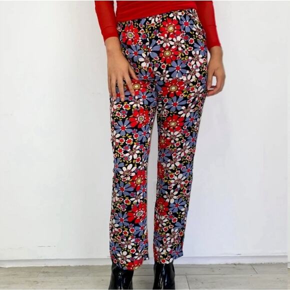 Wray Pants - Wray Sol Pant Floral Primary Daisy Retro Straight Leg Crop Trouser XS Boho Y2K